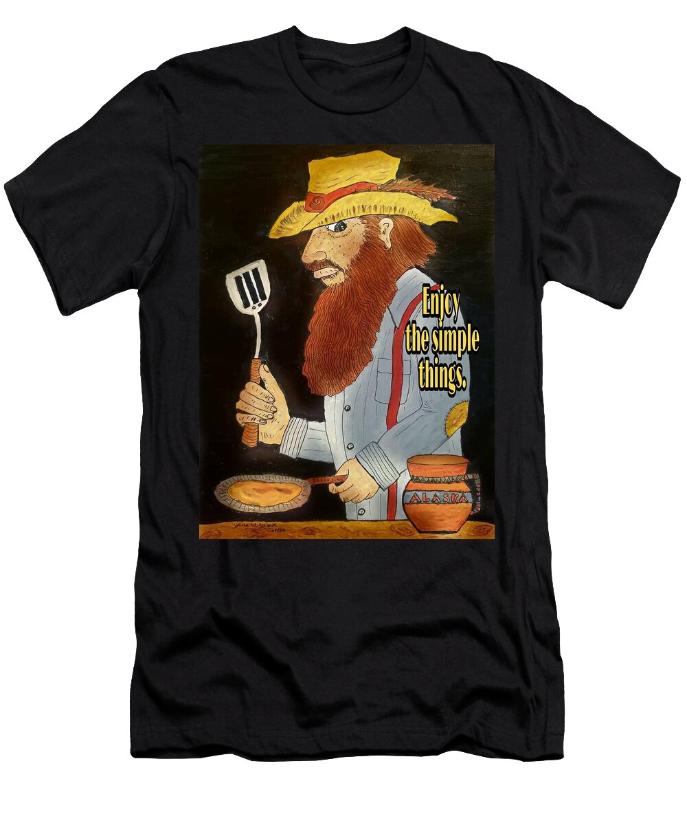 Alaskan Bearded Man Cooking Pancakes Janice Heinzelman T-Shirt