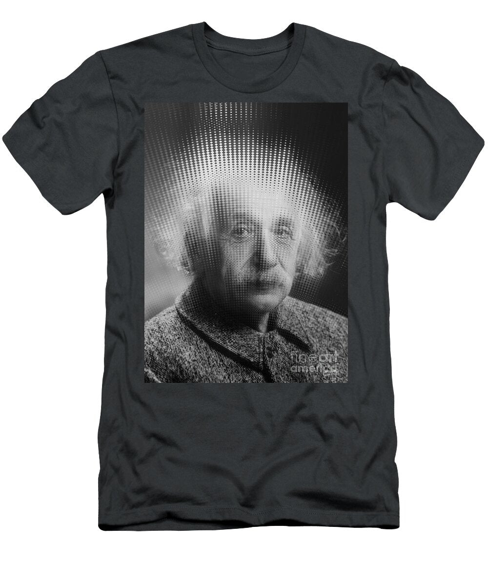 Albert Einstein Physics Simulation Particle Effect Grey Scientist Luis Leoni T-Shirt