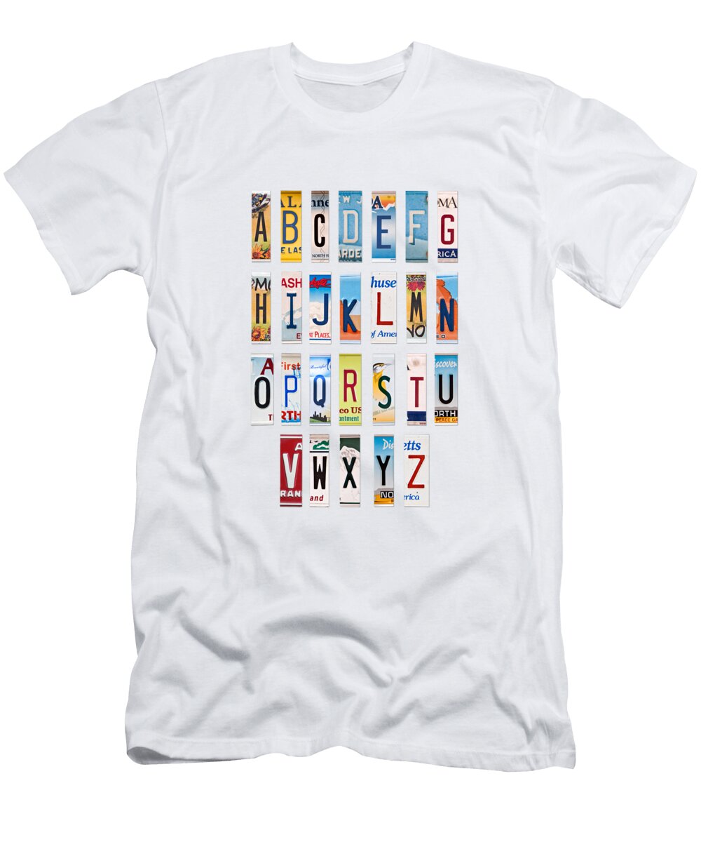Alphabet License Plates Vertical Delphimages Photo Creations T-Shirt