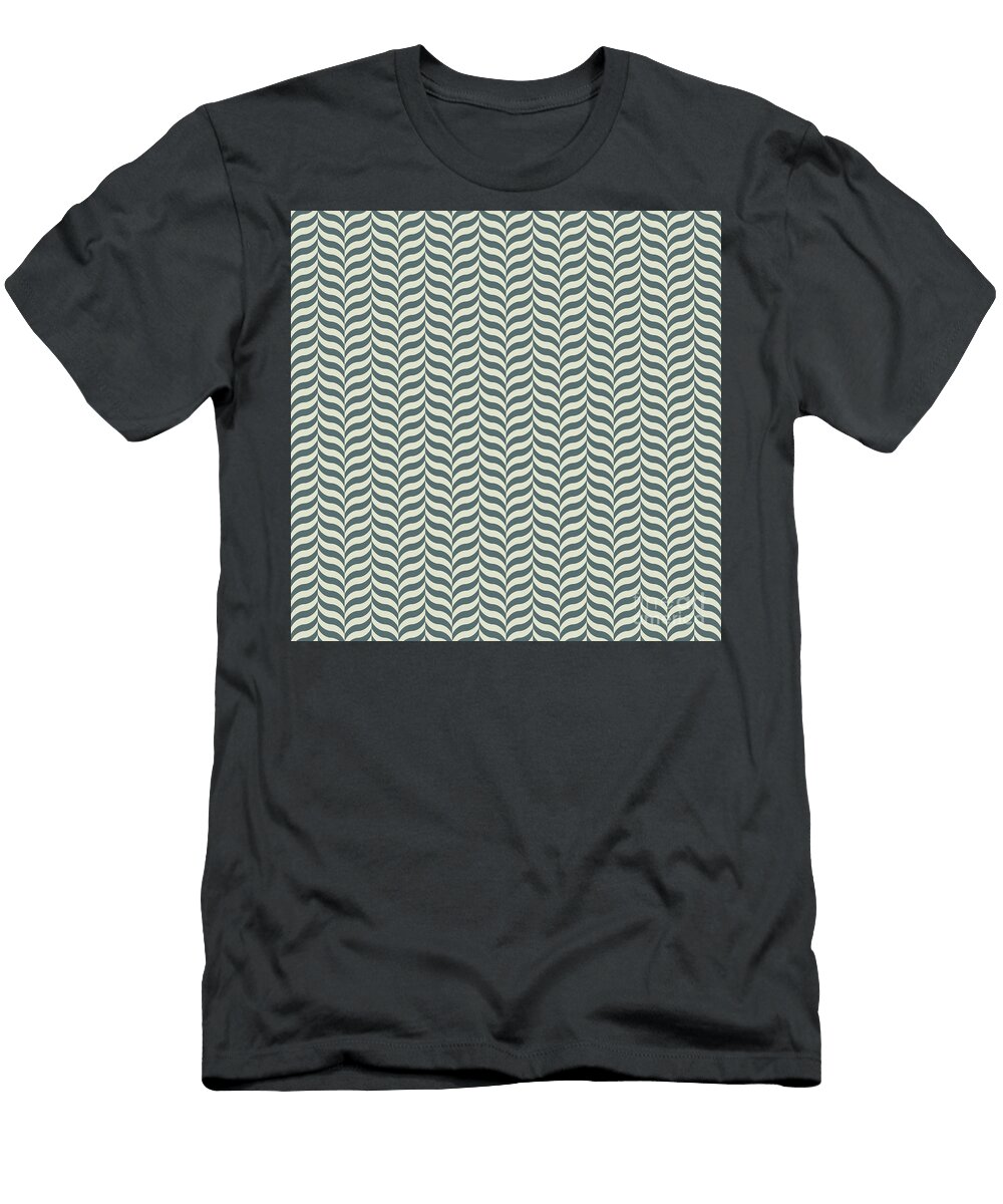 Alternating Curve Wave Chevron Pattern in Bone White and Slate Gray N2531 Holy Rock Design T-Shirt
