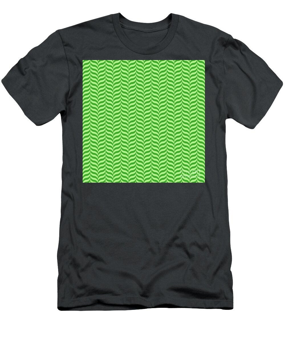 Alternating Curve Wave Chevron Pattern in Light Apple and Grass Green N1969 Holy Rock Design T-Shirt