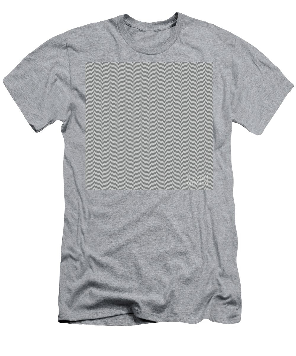 Alternating Curve Wave Chevron Pattern in Silver Sand and Granite Gray N2537 Holy Rock Design T-Shirt