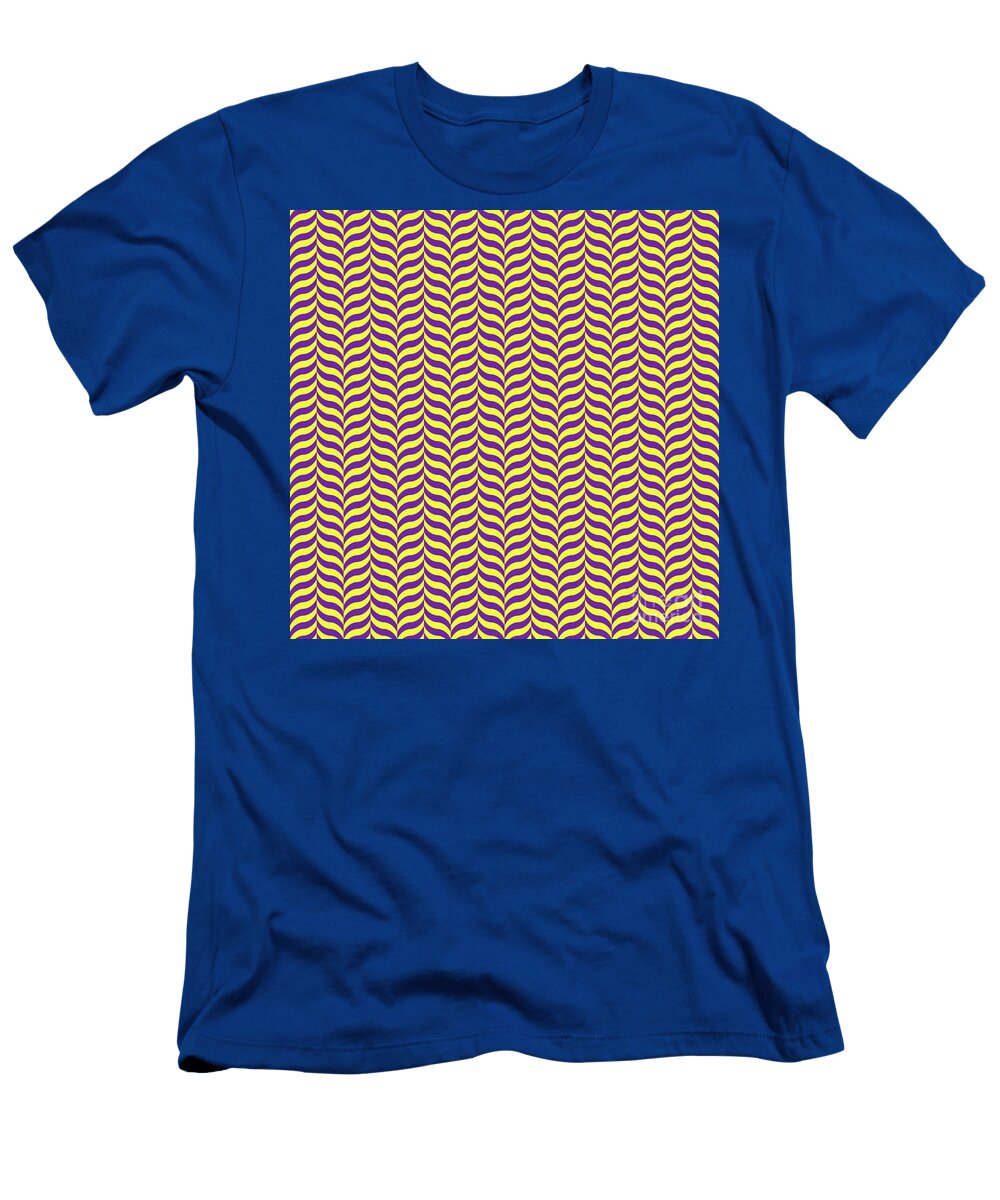 Alternating Curve Wave Chevron Pattern in Sunny Yellow and Iris Purple N2877 Holy Rock Design T-Shirt