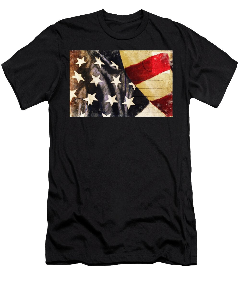 America Flag Pattern Postcard Seisiri Silapasuwanchai T-Shirt