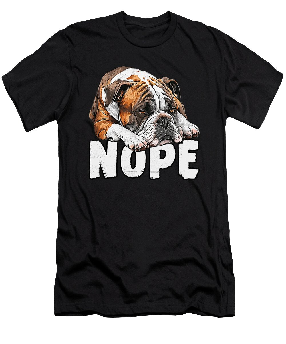 American Bulldog Nope Funny Lazy Pet Dog Cute Natalie Lidford T-Shirt