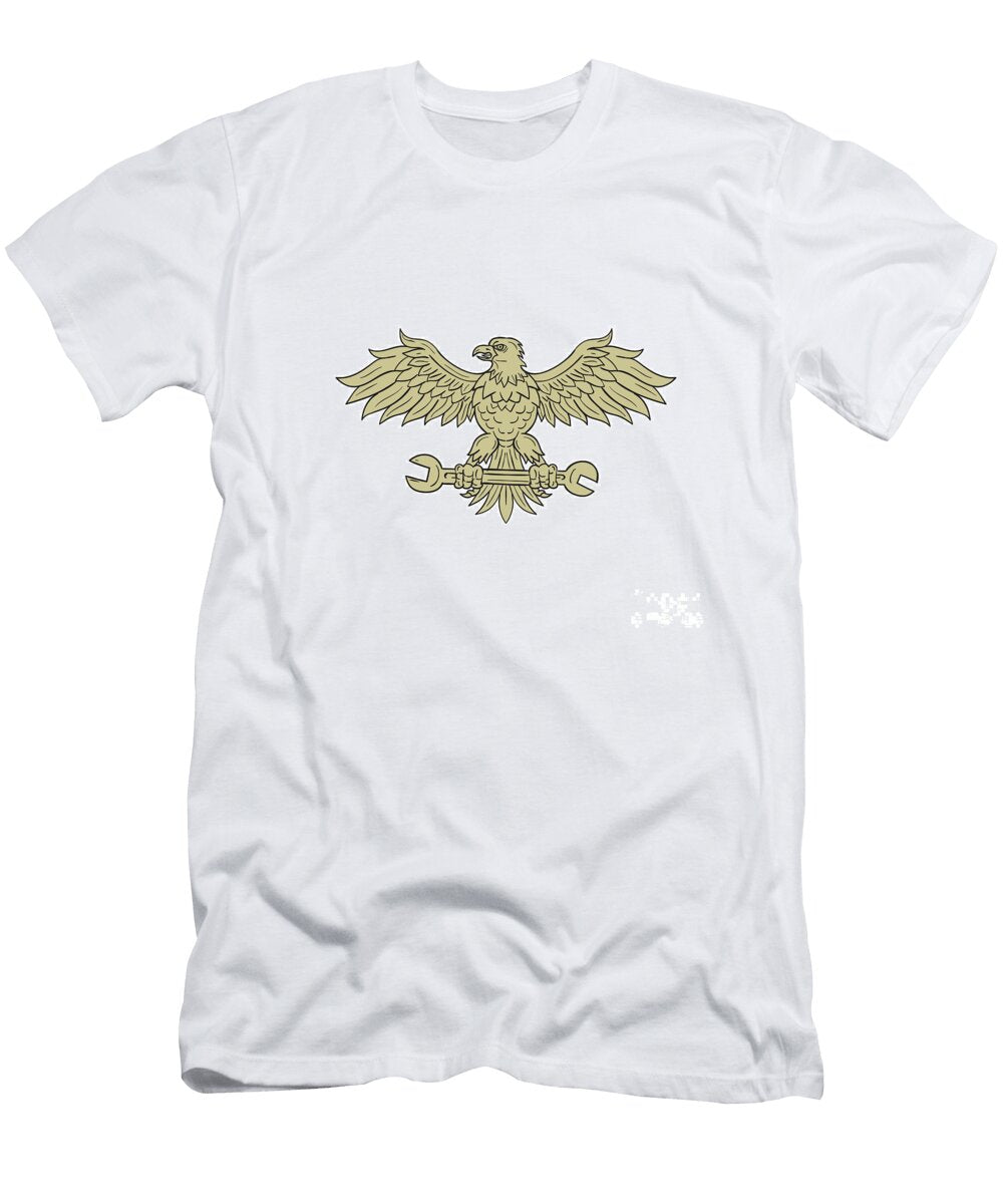 American Eagle Clutching Spanner Drawing Aloysius Patrimonio T-Shirt