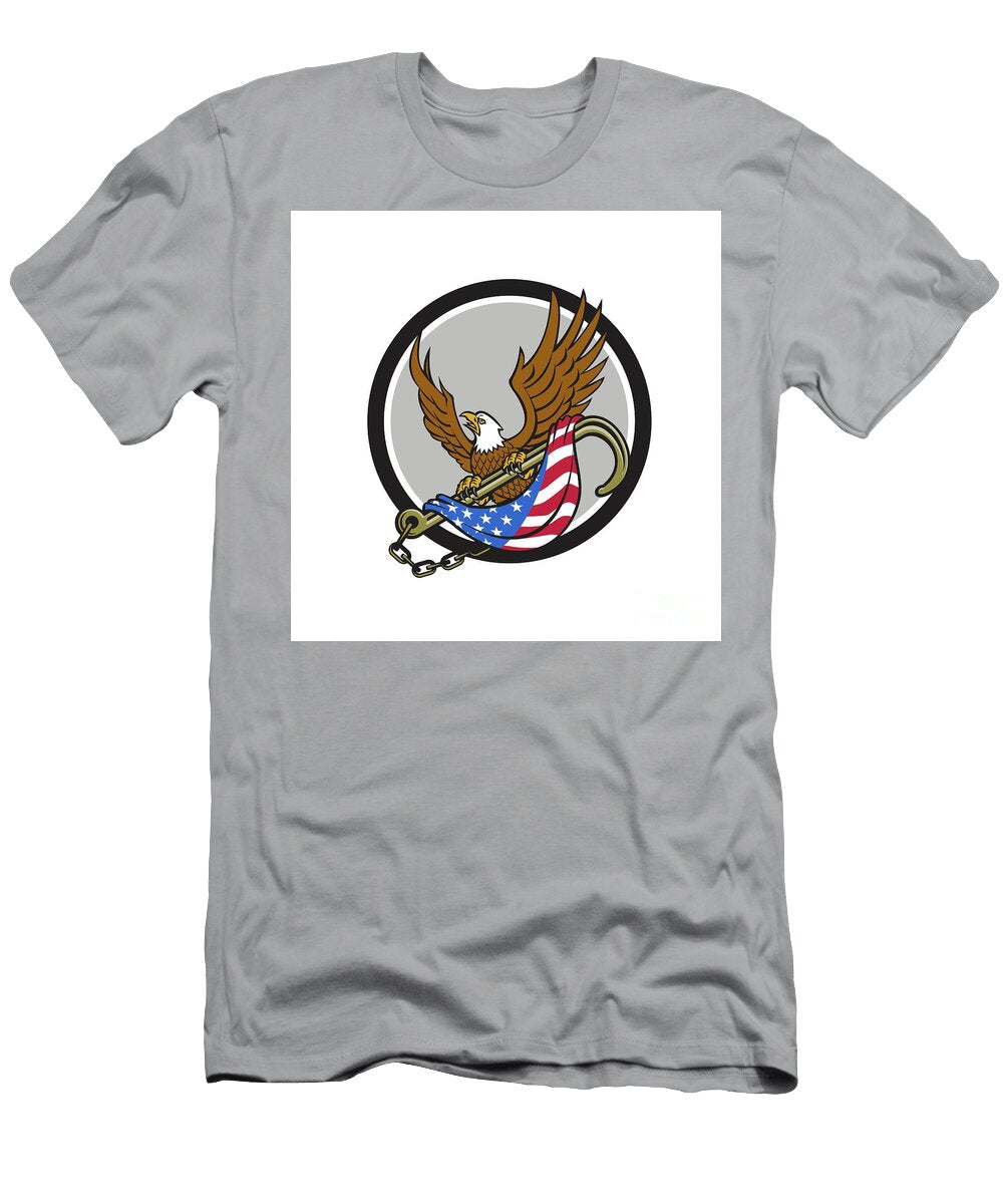 American Eagle Clutching Towing J Hook Flag Circle Retro Aloysius Patrimonio T-Shirt