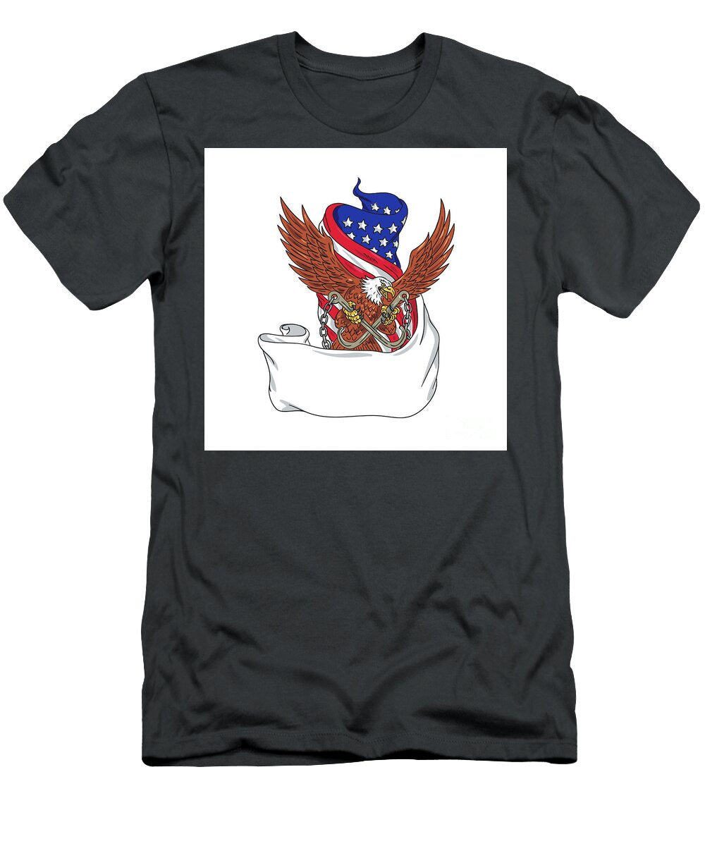 American Eagle Clutching Towing J Hook Flag Unfurled Drawing Aloysius Patrimonio T-Shirt