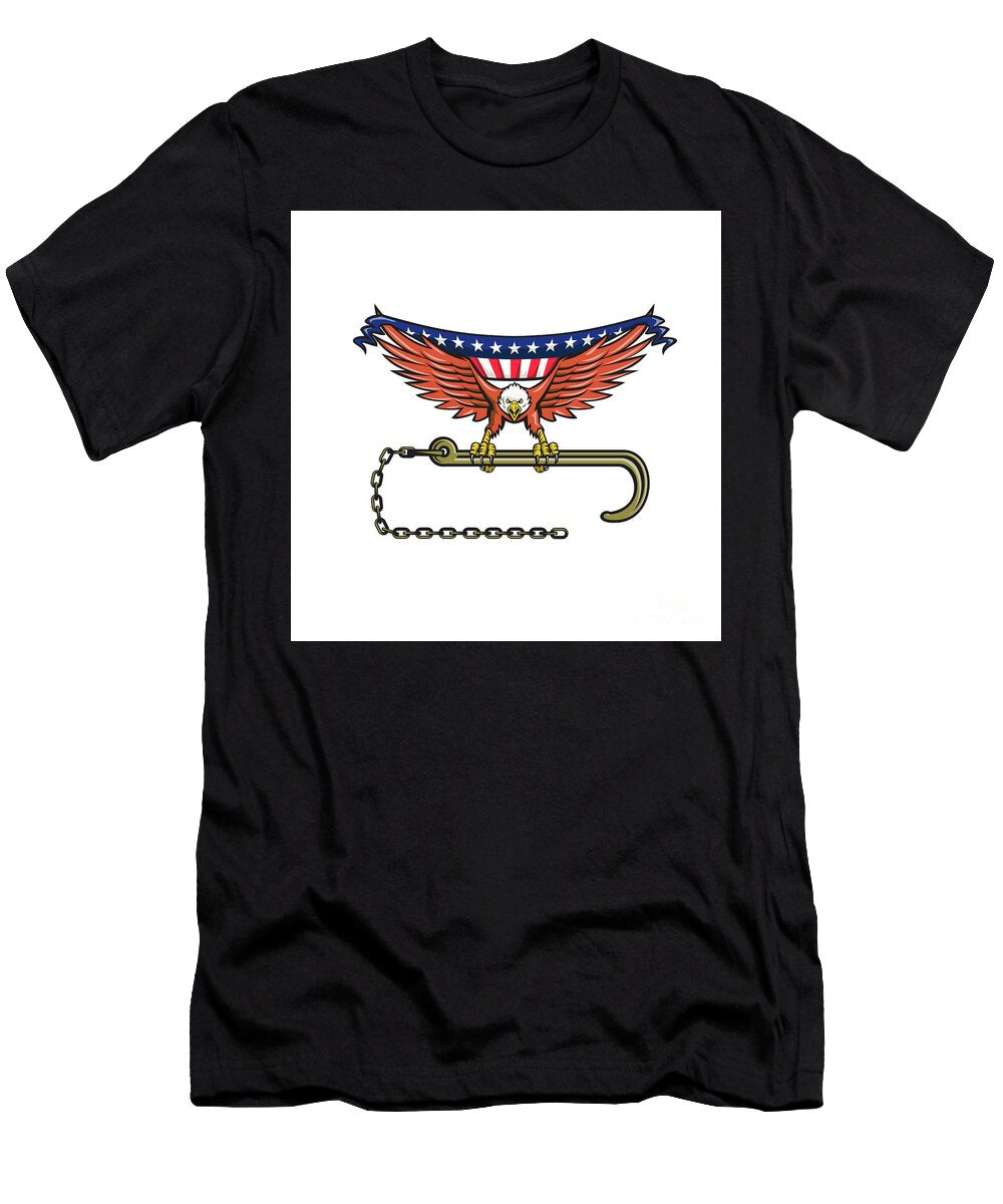 American Eagle Clutching Towing J Hook USA Flag Retro Aloysius Patrimonio T-Shirt