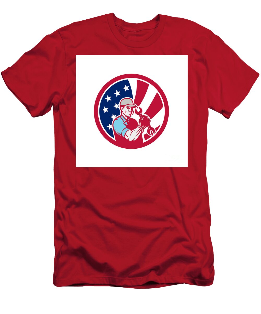 American Industrial Maintenance Mechanic USA Flag Icon Aloysius Patrimonio T-Shirt