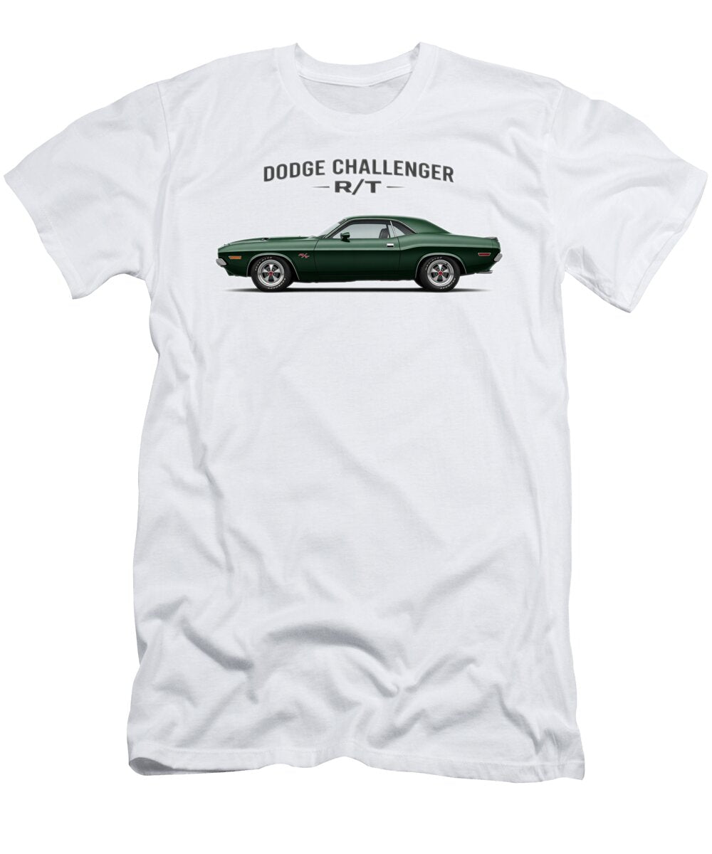 American Muscle Classic Dodge Challenger on Blue Background Tom Hill T-Shirt
