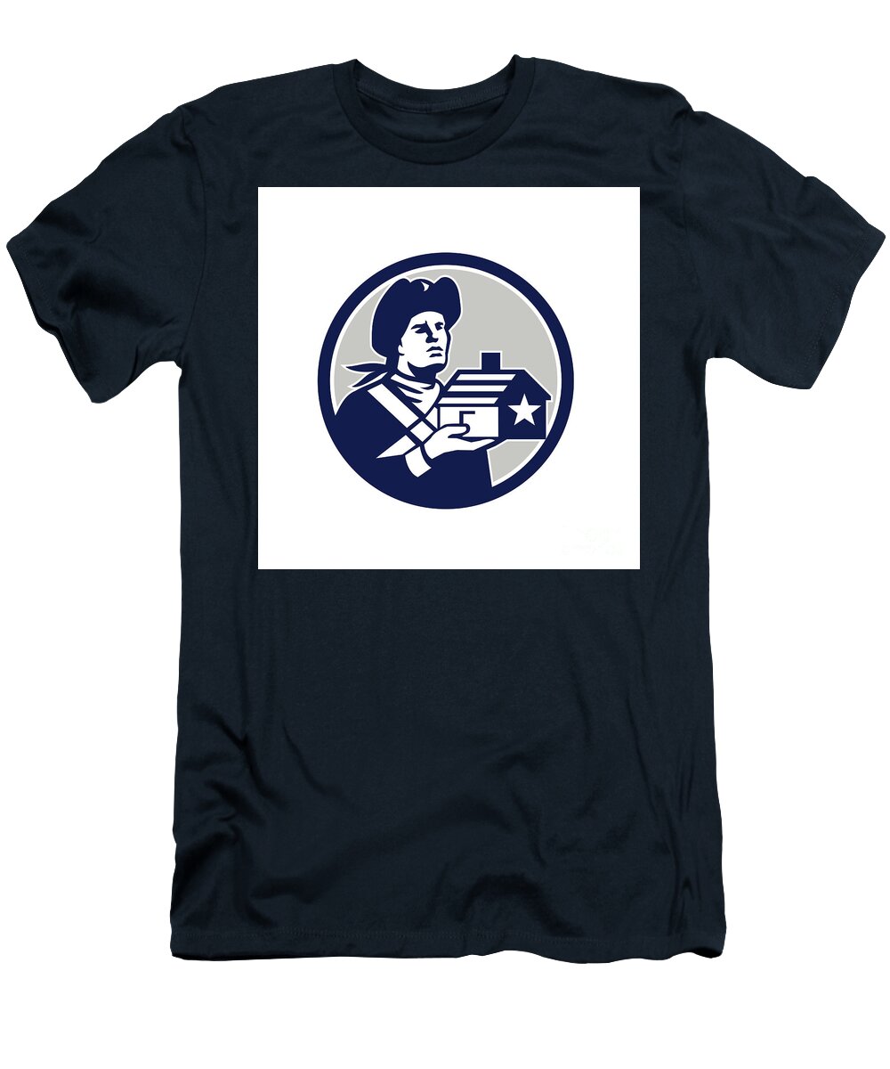 American Patriot Holding House Circle Retro Aloysius Patrimonio T-Shirt