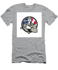 American Tire Mechanic Holding Tire Wrench USA Flag Circle Retro Aloysius Patrimonio T-Shirt