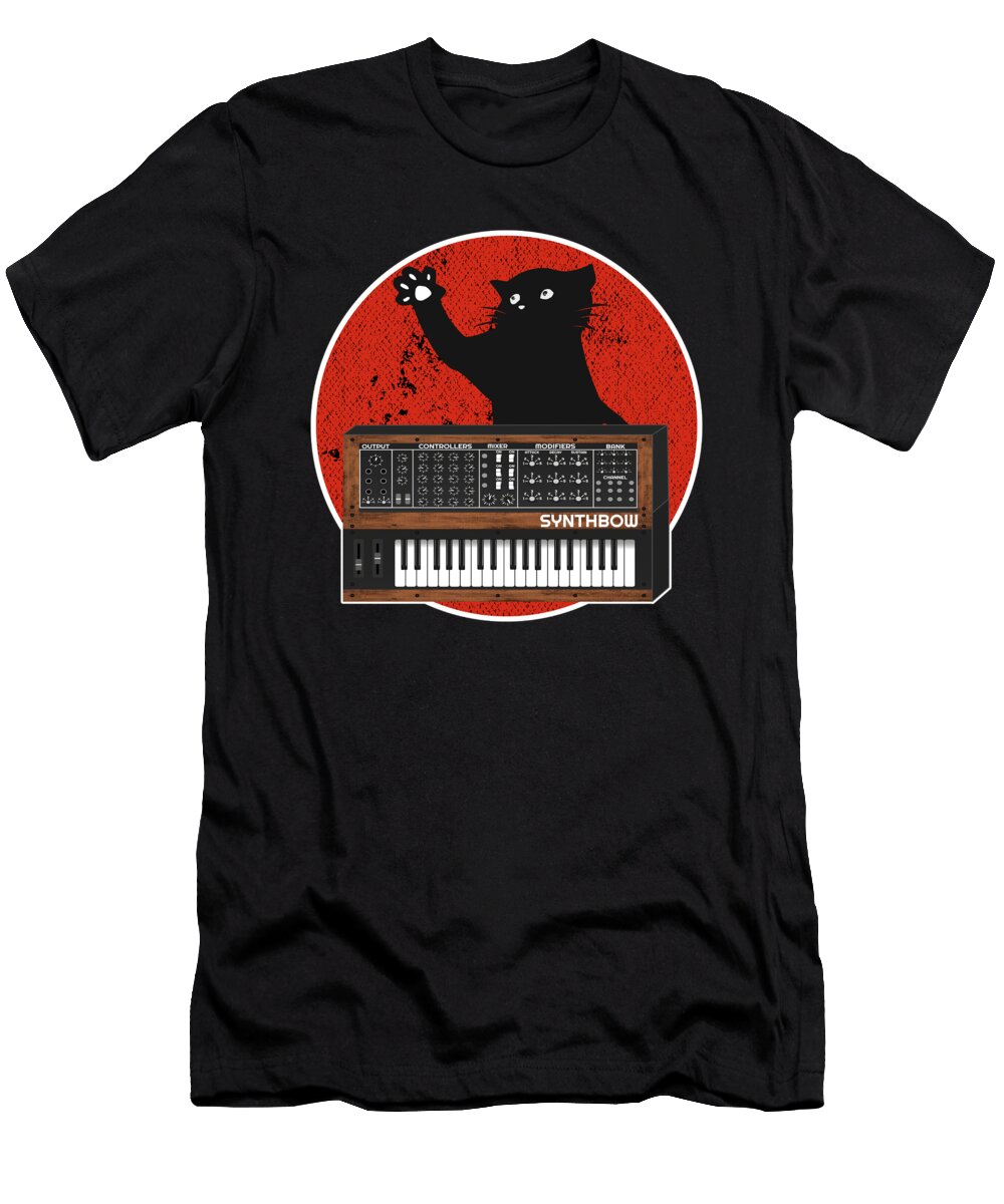 Analog Synthesizer Cat Retro Japan Synths Gift Lisa Stronzi T-Shirt