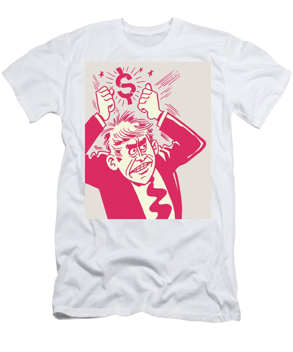 Angry Man Pulling His Hair Out Csa Images T-Shirt