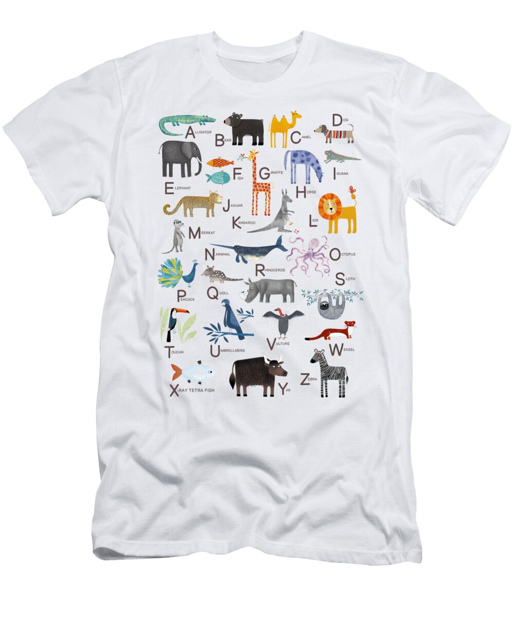 Animal Alphabet Abc Nic Squirrell T-Shirt