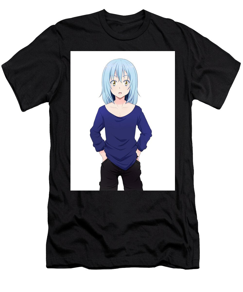 Anime Character with Blue Hair Standing Straight Northen Lily T-Shirt