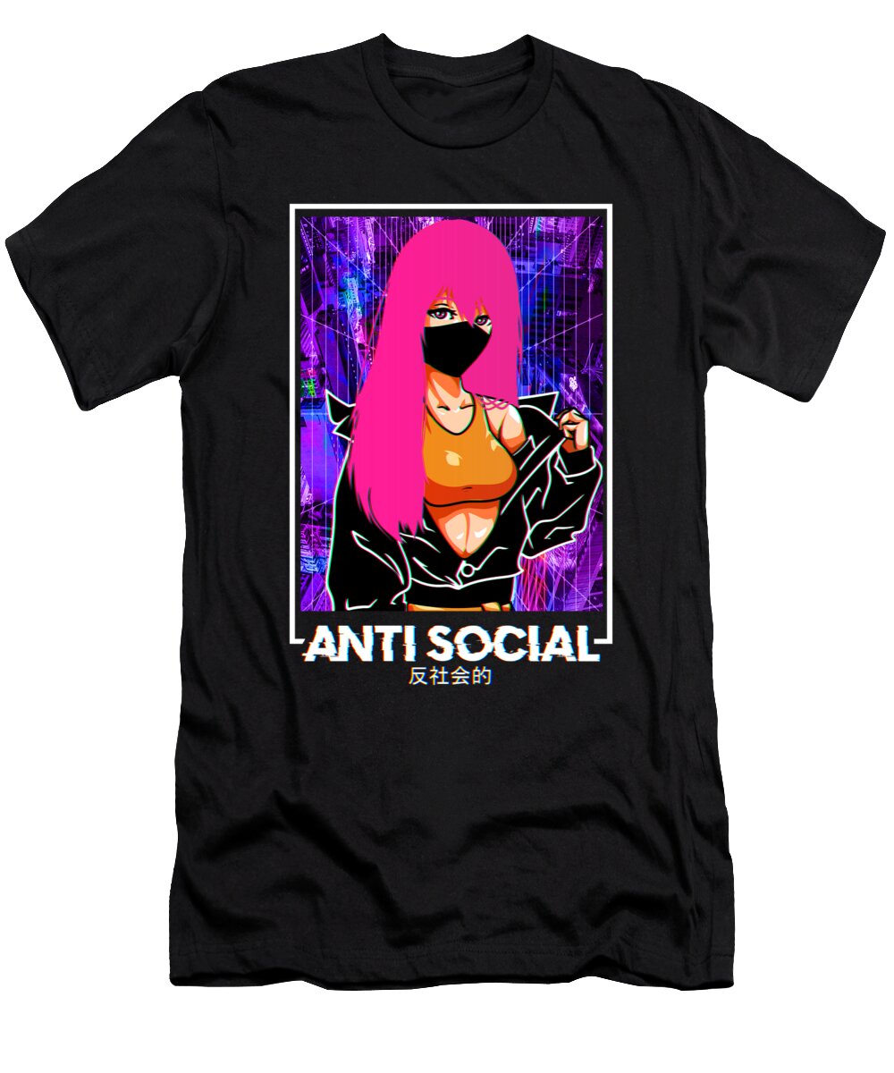 Anti Social Anime Girl Vaporwave Kawaii Aesthetic the Perfect Presents T-Shirt