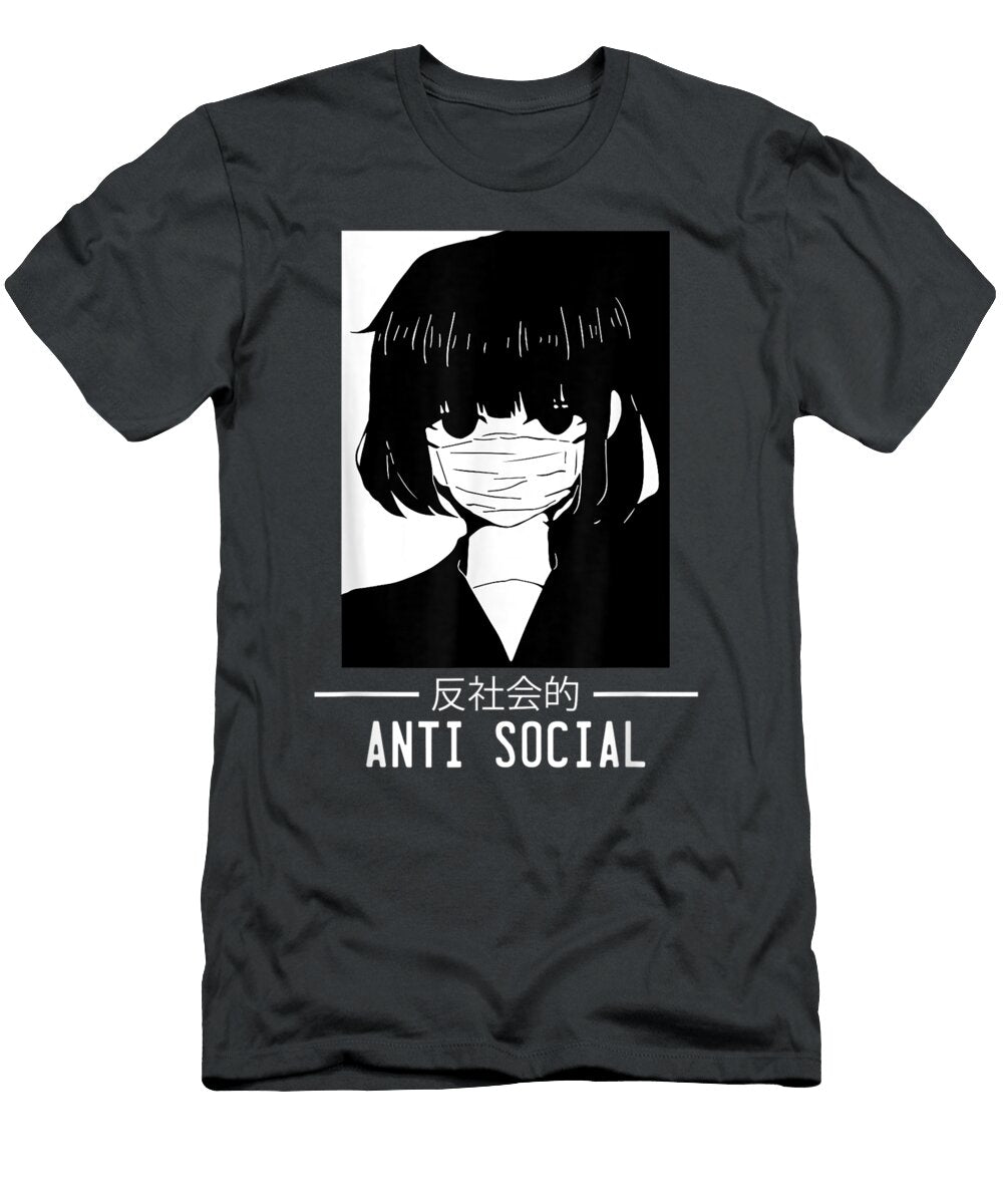 Antiocial Japanese Text Aesthetic Vaporwave Anime Fanmo Arla T-Shirt