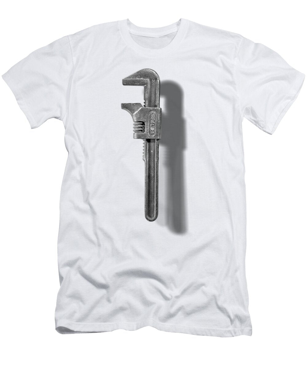 Antique Adjustable Wrench Front in Black and White Yopedro T-Shirt