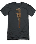 Antique Adjustable Wrench Front on Black Yopedro T-Shirt
