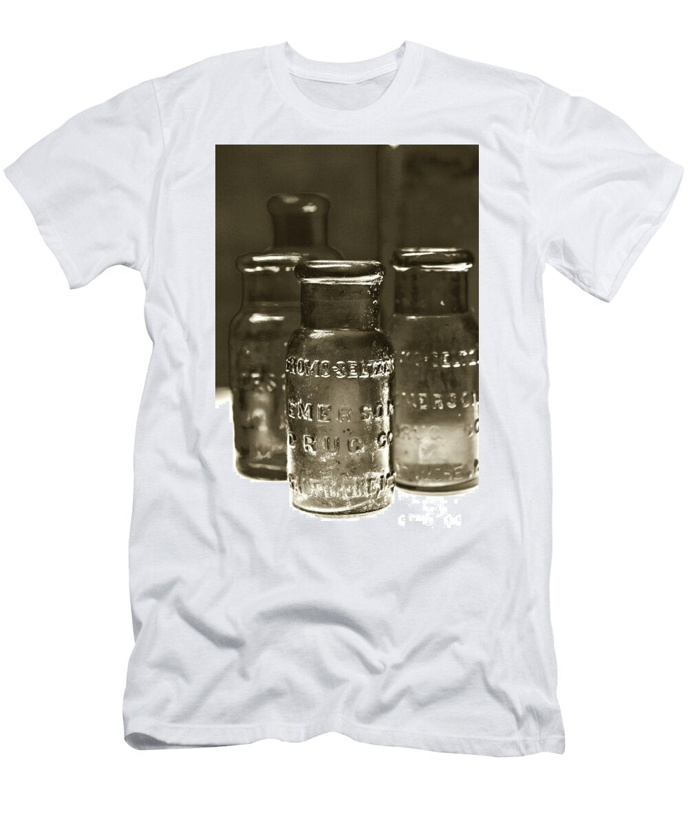 Antique Bromo Seltzer Bottles in Black and White Paul Ward T-Shirt