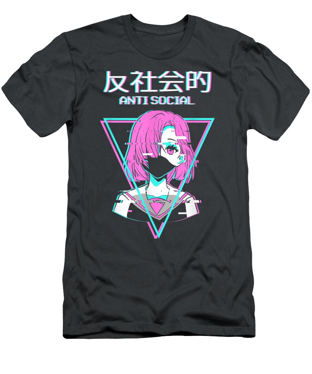 Antisocial Vaporwave Anime Girl Japanese Indie Alt Aesthetic Ashtin Callah T-Shirt