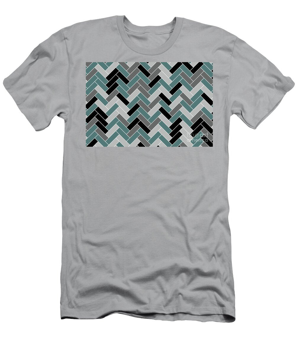 Aqua Black Gray Herringbone Pattern Petite Patterns T-Shirt