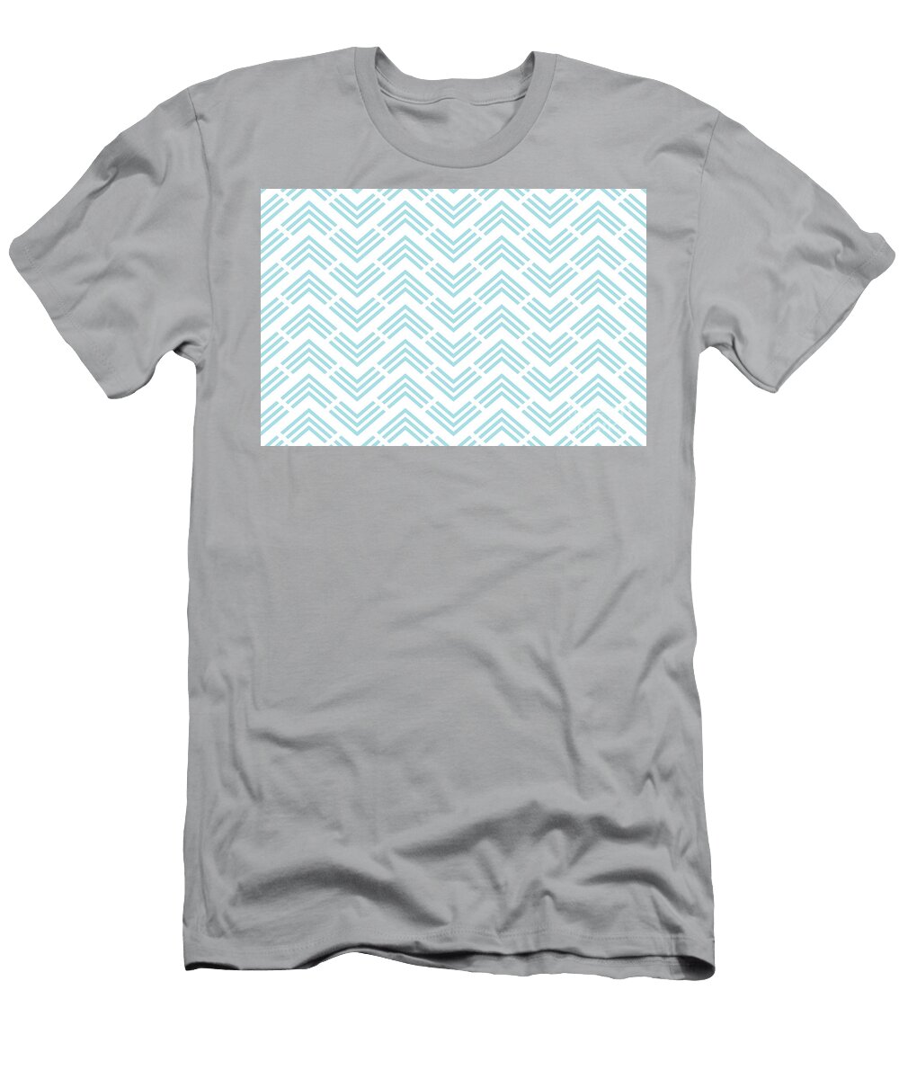 Aqua Blue and White Rhombus Arrow Pattern Pairs Diamond Vogel 2022 Popular Colour Orleans Tune 0658 Petite Pattern Minimal Graphic Designs T-Shirt