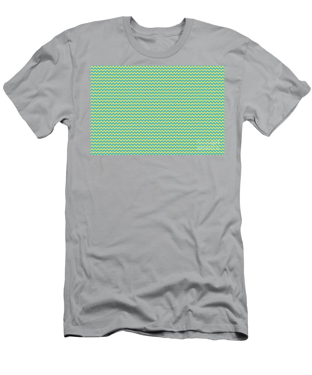 Aqua Blue and Yellow Chevron Zigzag Pattern Petite Patterns T-Shirt
