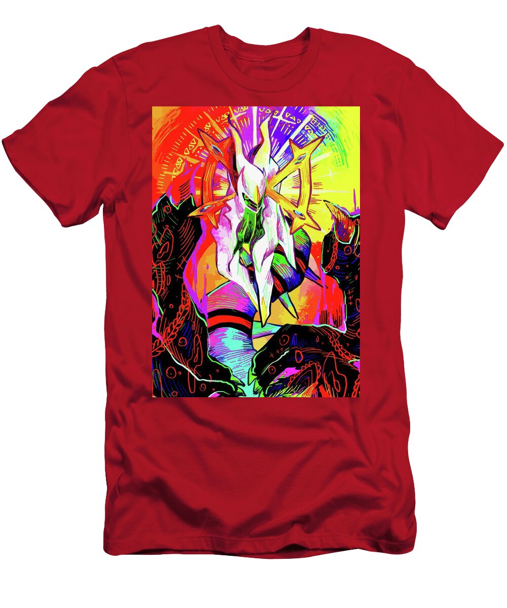 Arceus in a Vivid Battle Scenearceus Pokemon Anime Game Travel Poster Art Print T-Shirt