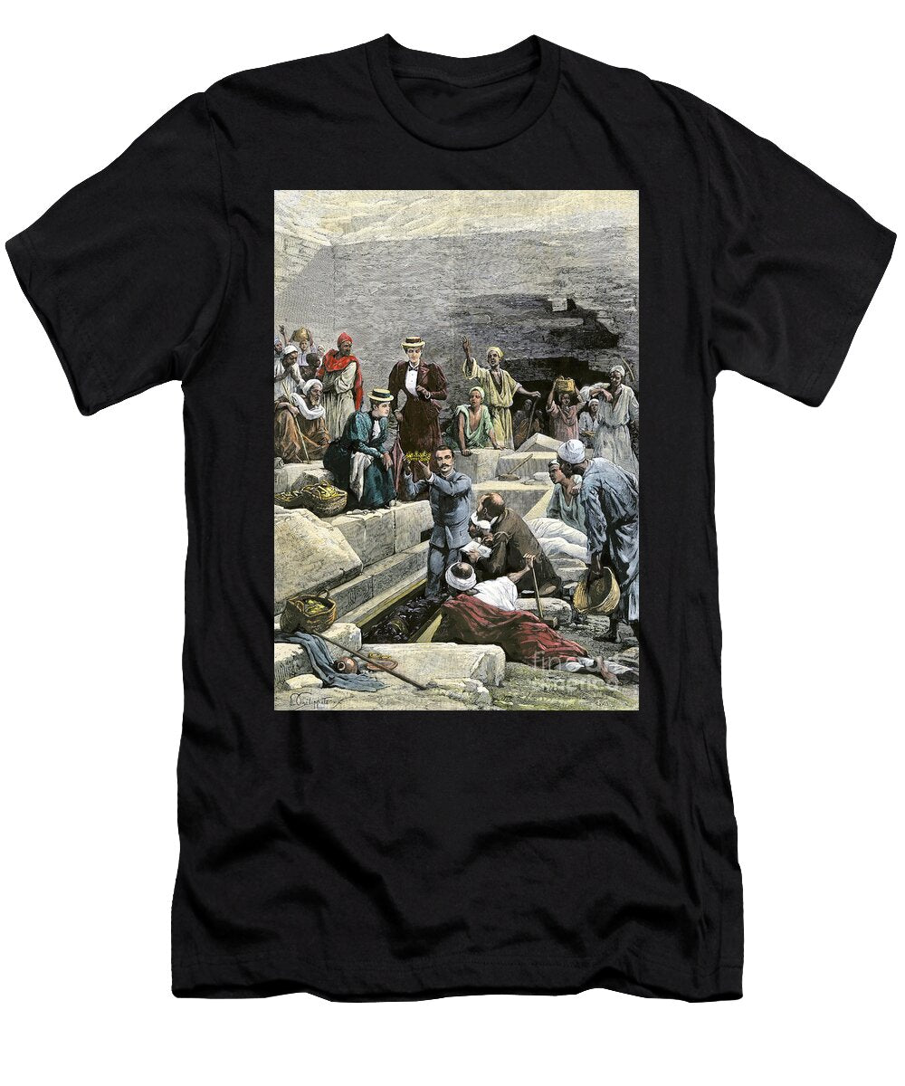 Archaeology Jacques Jean Marie De Morgan 1857 1924 Extracts a Gold Crown From the Tomb of Queen Khnemits Mummy in Dahshur Egypt Years 1890 Colour Engraving of the 19th Century American School T-Shirt