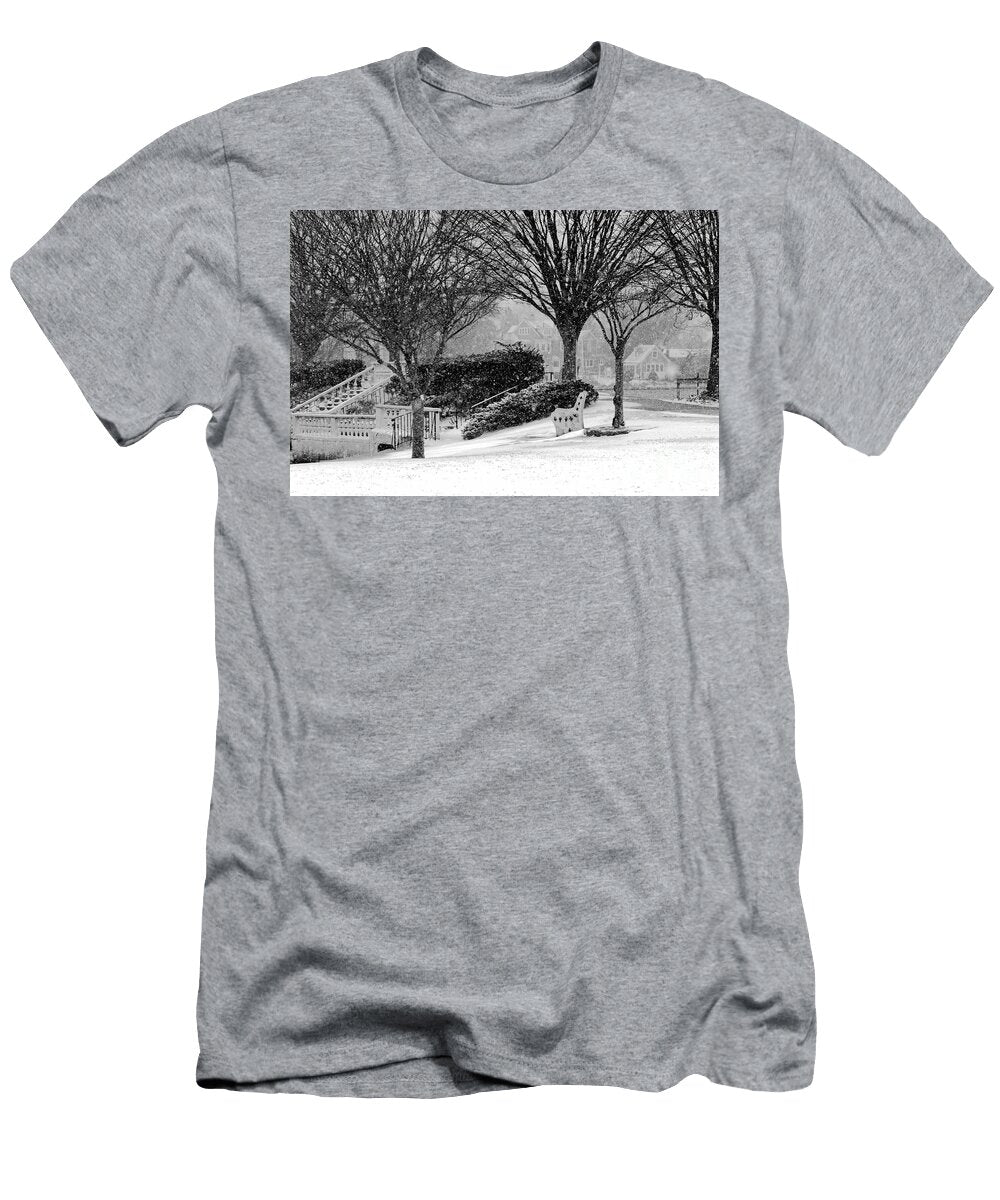 Argyle Lake in Babylon Village in a Snow Storm David Wood T-Shirt