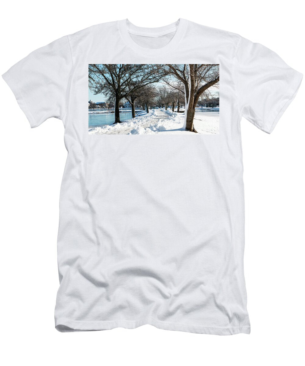 Argyle Park Looking East with Shoveled Snow Path Around the Lake David Wood T-Shirt