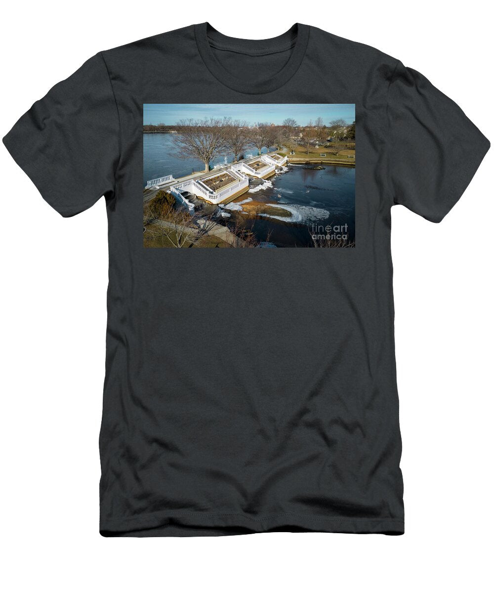 Argyle Park Waterfalls From Above in Winter with Ice Forming Und David Wood T-Shirt