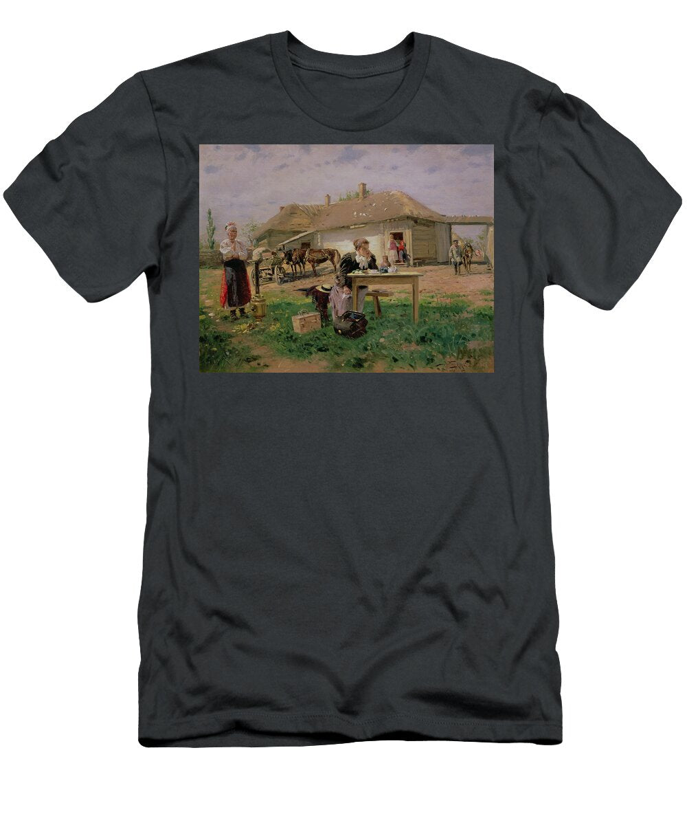 Arrival of a School Mistress in the Countryside 1897 Oil on Canvas Vladimir Egorovic Makovsky T-Shirt