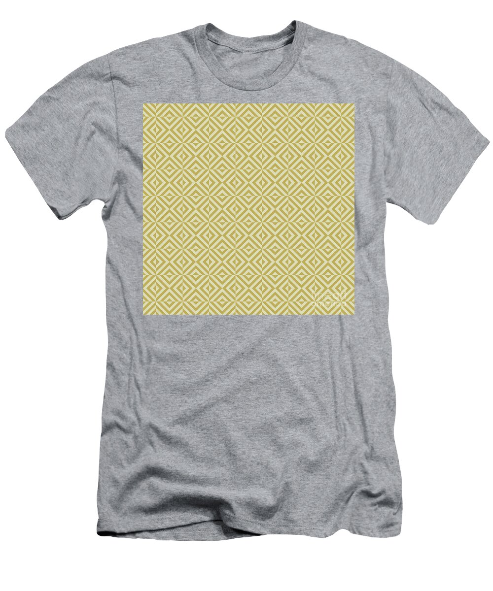 Art Deco Chevron Square Tile Pattern in Dutch White and Desert Yellow N0395 Holy Rock Design T-Shirt