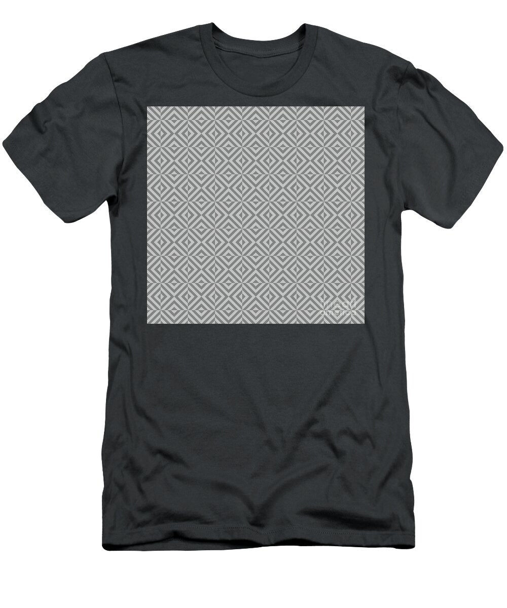 Art Deco Chevron Square Tile Pattern in Silver Sand and Granite Gray N1809 Holy Rock Design T-Shirt