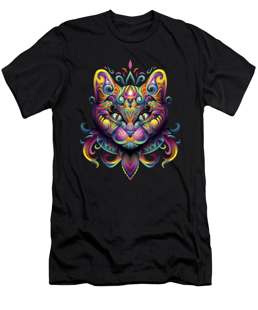 Artwork Cat Festival Edm Art Moon T-Shirt