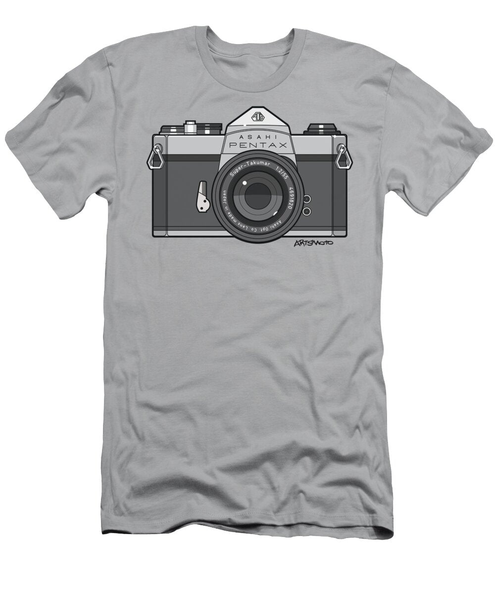 Asahi Pentax 35mm Analog Slr Camera Line Art Graphic Gray Monkey Crisis on Mars T-Shirt