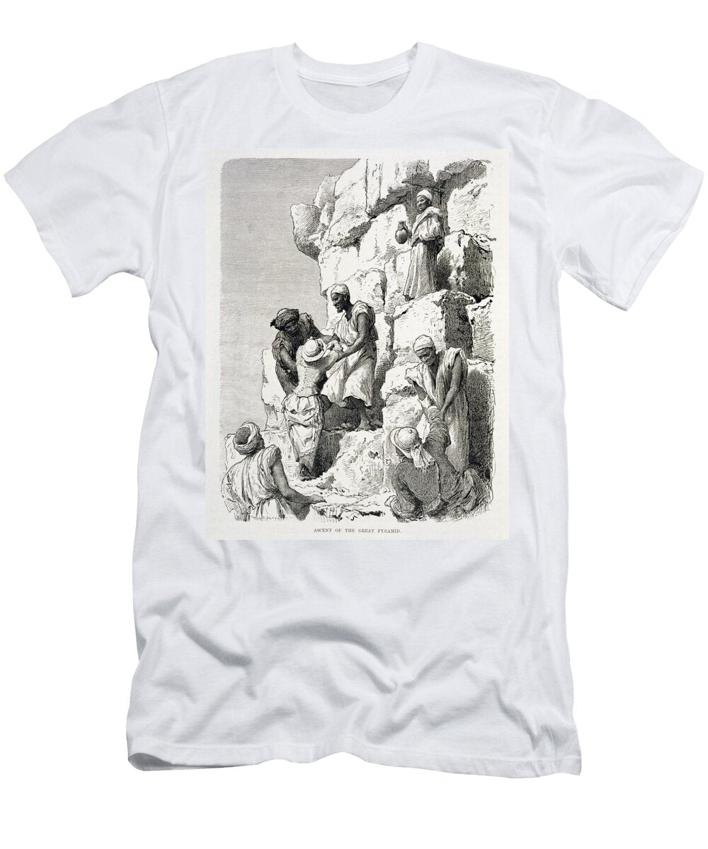 Ascent of the Great Pyramid 19th Century Engraving on Paper Rudolf Carl Huber T-Shirt