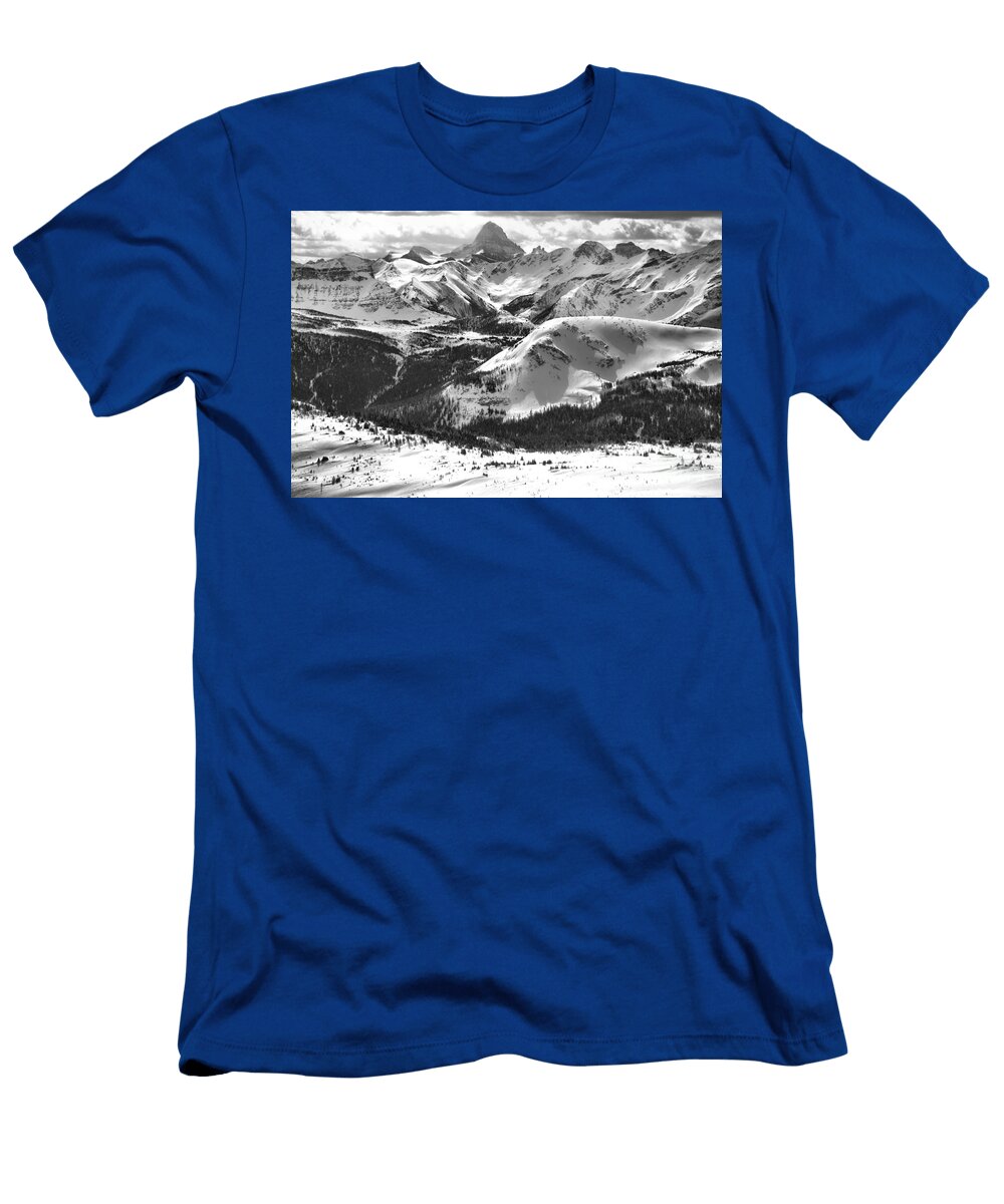 Assiniboine View From Sunshine Village Black and White Adam Jewell T-Shirt