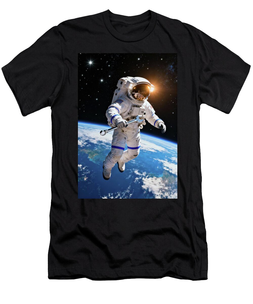 Astronaut with Giant Wrench on Spacewalk Matthias Hauser T-Shirt