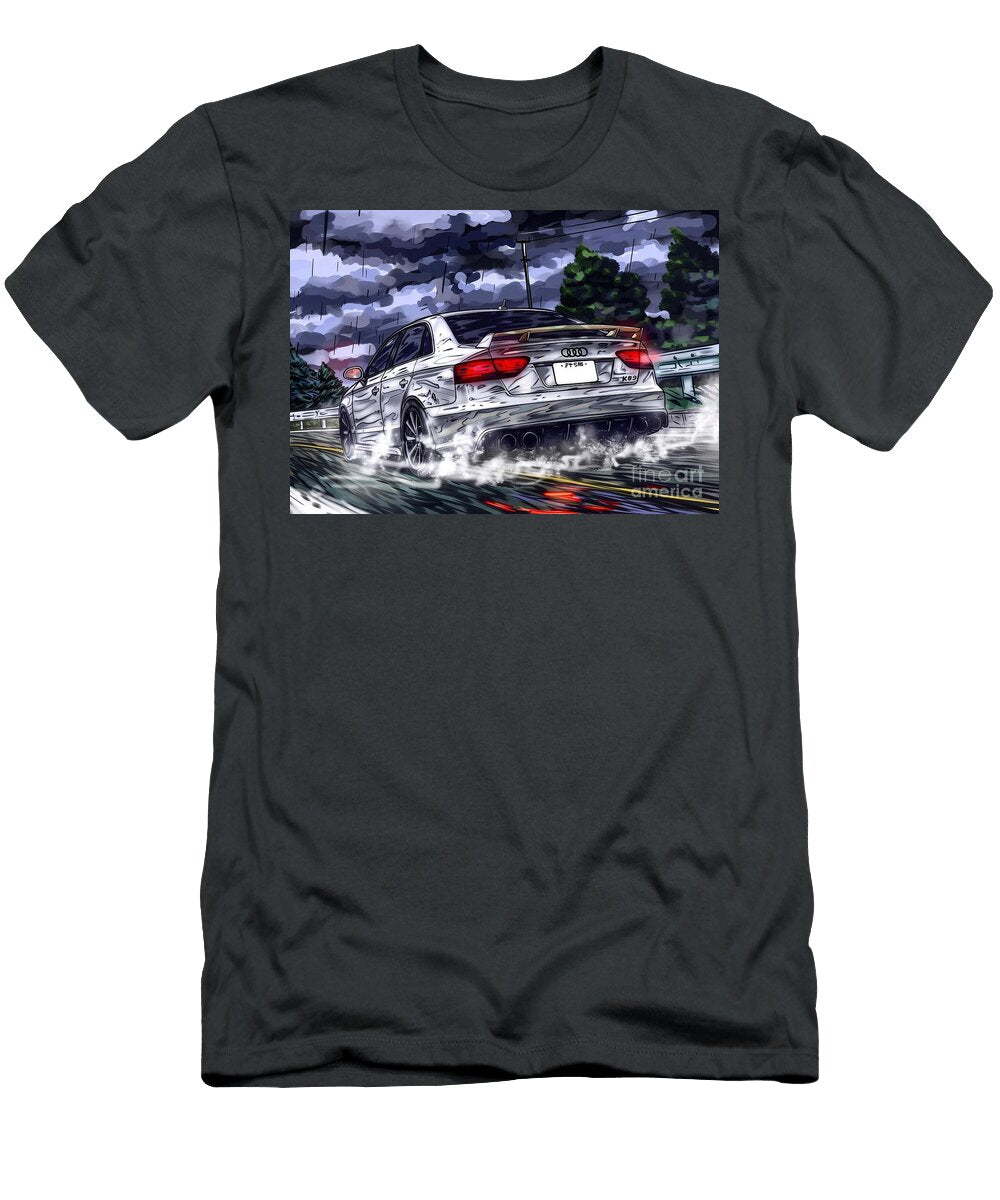Audi Sports Car Drifting on a Wet Road At Night Destiney Sullivan T-Shirt