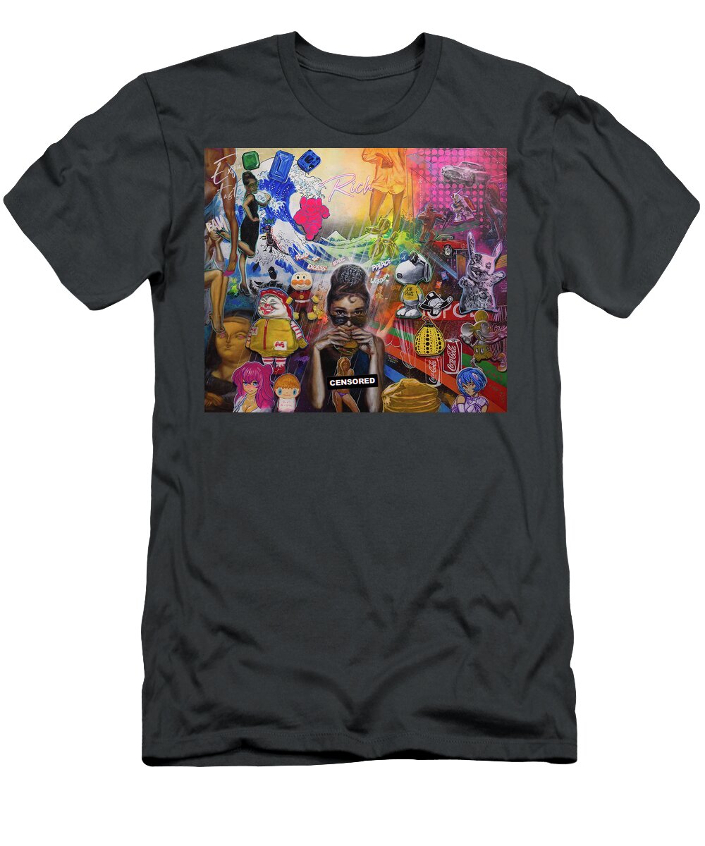 Audrey Hepburn Hamburger Ron English Mcdonalds Great Wave Off Kanagawa Kaws Monopoly Expensive Art Michael Andrew Law Cheuk Yui T-Shirt