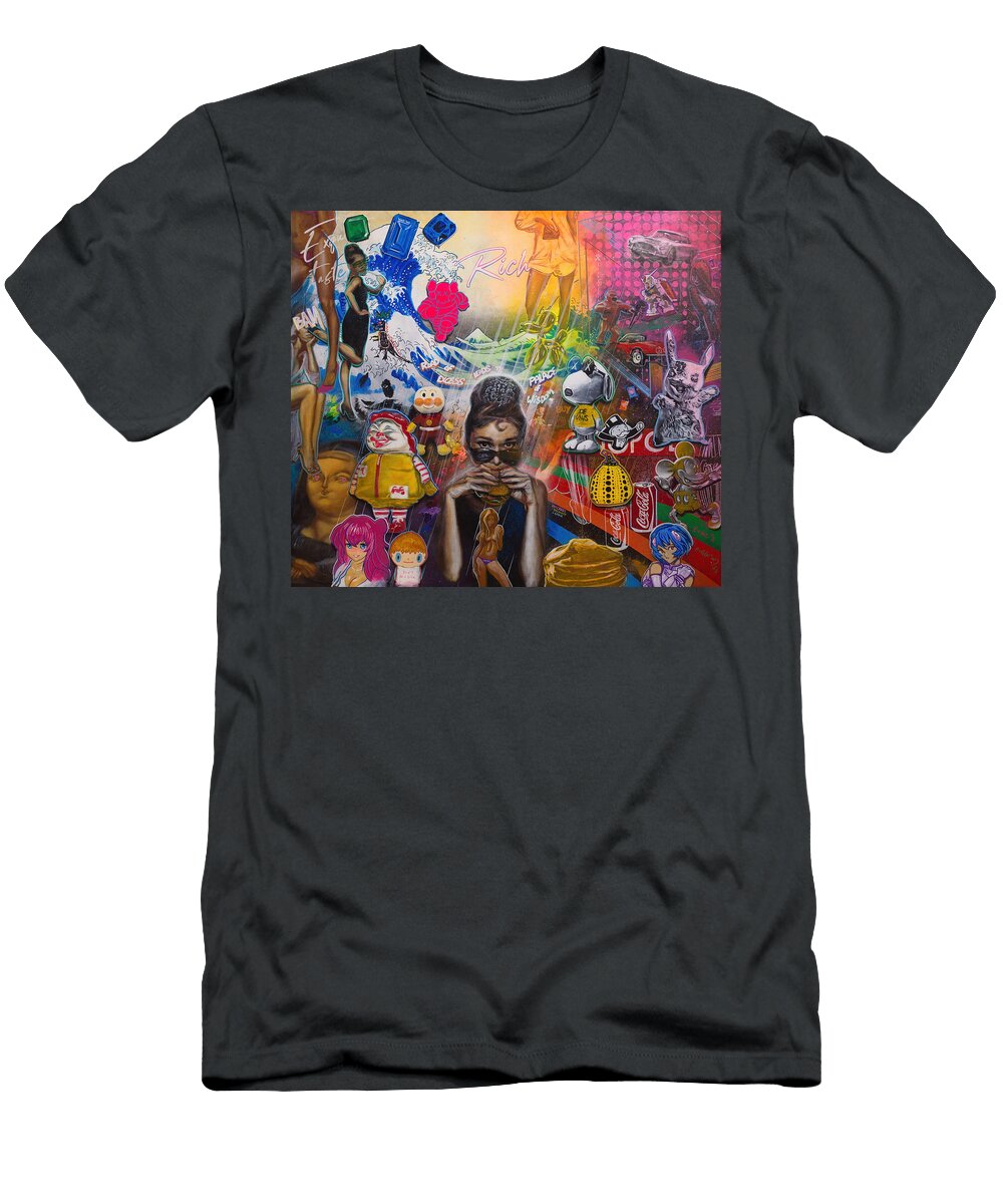 Audrey Hepburn Hamburger Ron English Mcdonalds Great Wave Off Kanagawa Kaws Uncensored Edition Michael Andrew Law Cheuk Yui T-Shirt