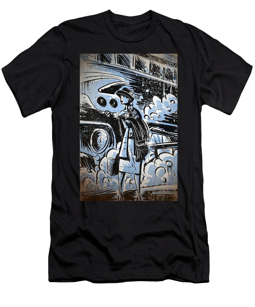 Audrey Hepburn in Blue Joseph Badon T-Shirt