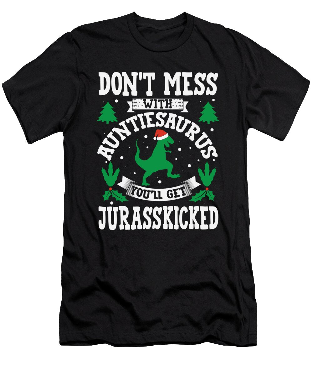 Auntiesaurus Jurasskicked Auntie Saurus Woman Dino Gift Girl Graphic Sel Mermaid T-Shirt