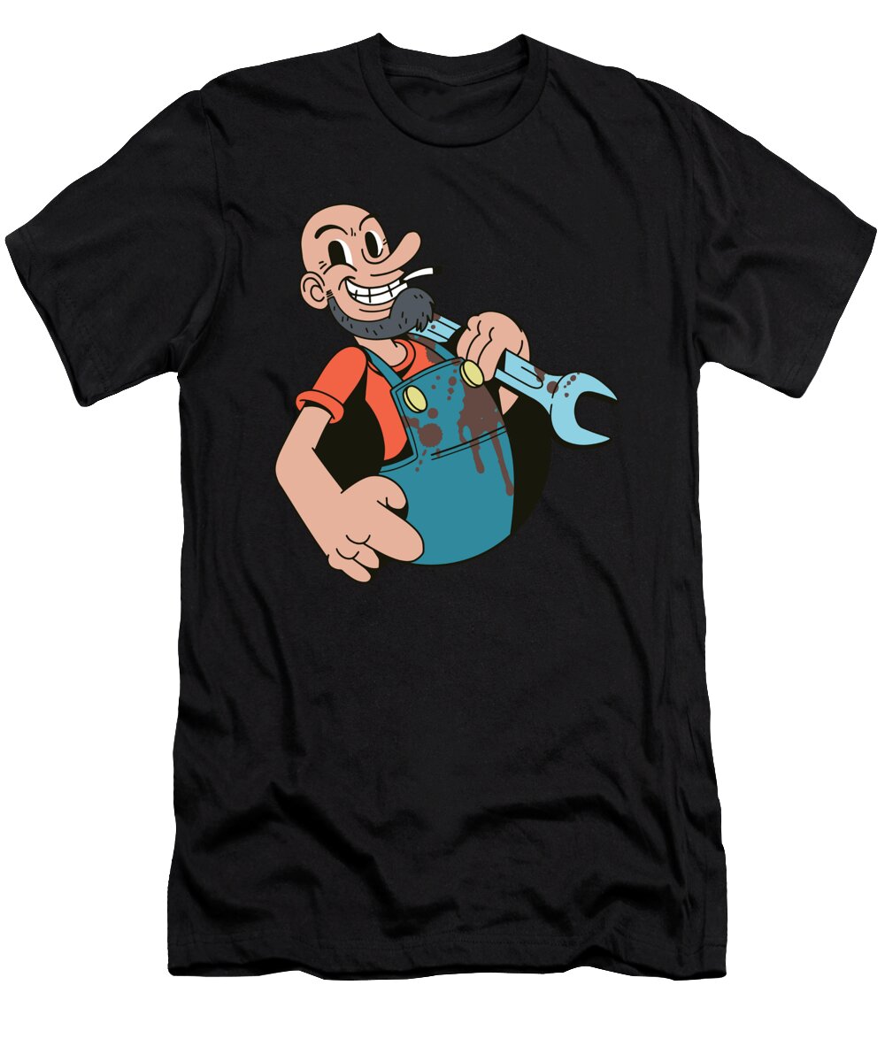 Auto Mechanic Comic Character Manuel Schmucker T-Shirt