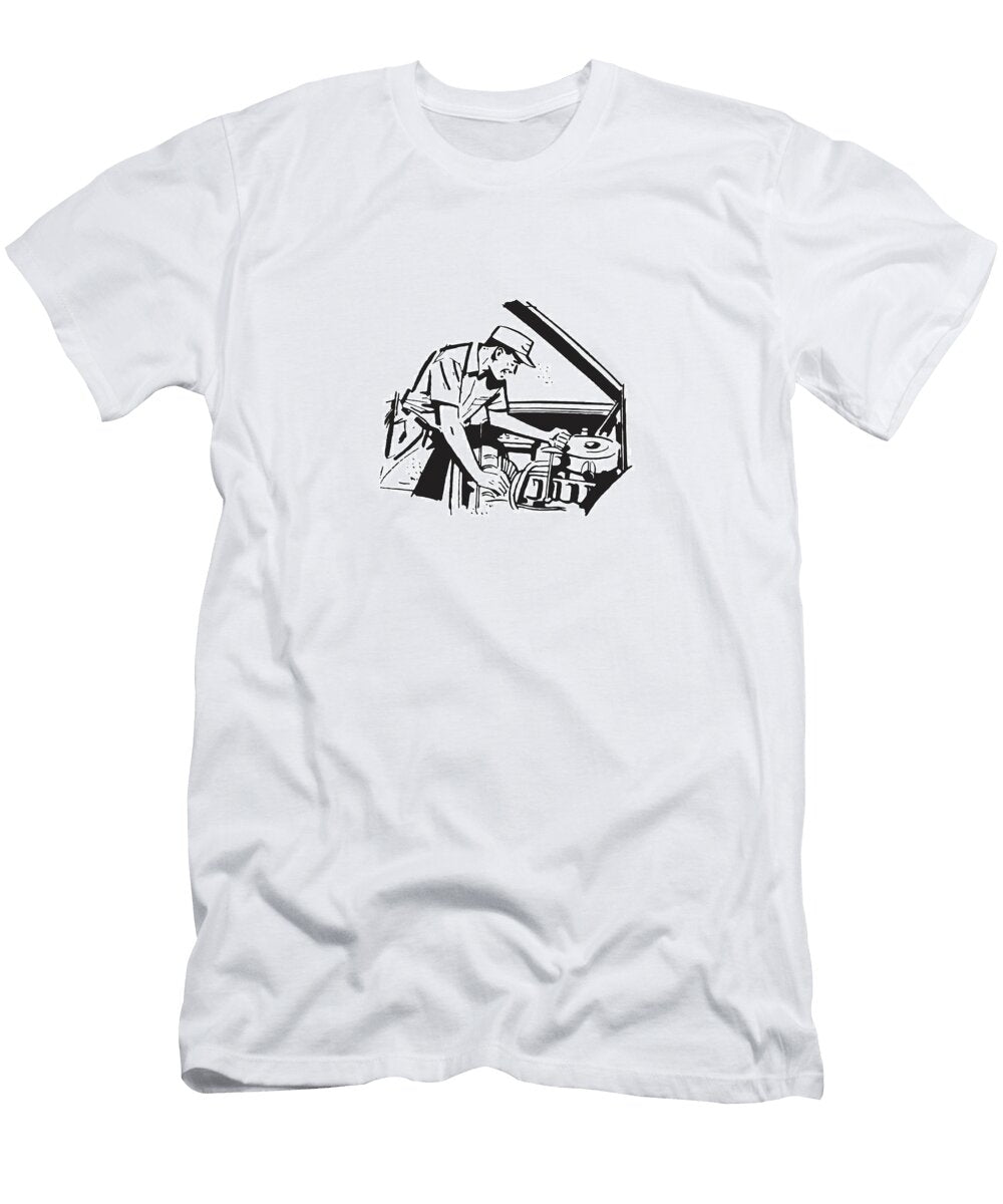 Auto Mechanic Working Under a Hood Csa Images T-Shirt
